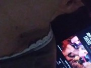 Smoking  and touching  my fat pussy, through my matching panties, while I watch porn 12/16