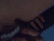 Smoking  and touching  my fat pussy, through my matching panties, while I watch porn 8/16