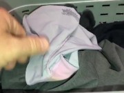Sniffing, Licking, & Cumming in my Wife’s Dirty & Stuck together Panties that I found in the Hamper