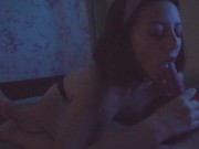 She gives a blowjob for the first time on camera 1/16