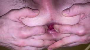 Stretching my ass and show you inside my little hole 