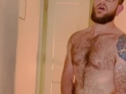 VERY HAIRY GUY STROKES HIS THICK COCK AND CUMS WHILE THINKING OF YOU 13/16