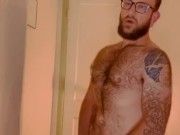 VERY HAIRY GUY STROKES HIS THICK COCK AND CUMS WHILE THINKING OF YOU 2/16