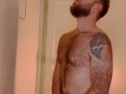 VERY HAIRY GUY STROKES HIS THICK COCK AND CUMS WHILE THINKING OF YOU 5/16