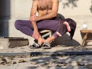 Weekend. Bask in the sun, autumn morning