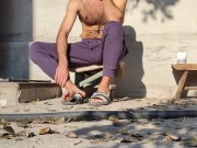 Weekend. Bask in the sun, autumn morning 6/16