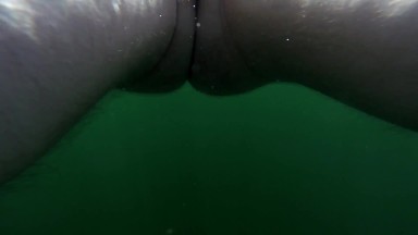 Jerking Off Underwater in Public Lake