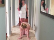 Female dominating big fat piss lapping whore | bitch on collar and leash | humiliation 1/16