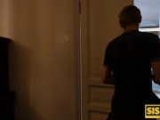 SISPORN. Fucker easily manages to service brunette stepsis with tiny ass 3/16