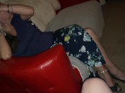 Rubbing feet on Cuckolds dick and laughing making him drink cum and give blowjob...... Agness 16/16