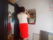 Regina Noir, Mirror, lipstick, makeup, stockings, heels, masturbation. FULL 14/16