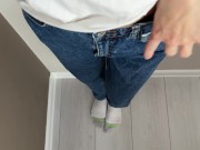 Moans and touches herself in jeans! 1/16