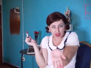 Red lipstick kissing teasing by Regina Noir. 13/16