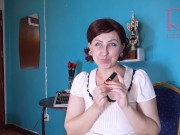 Red lipstick kissing teasing by Regina Noir. 1/16