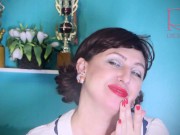 Red lipstick kissing teasing by Regina Noir. 15/16
