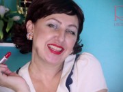 Red lipstick kissing teasing by Regina Noir.