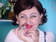 Red lipstick kissing teasing by Regina Noir. 9/16