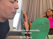 Goddess Kiffa and Mandy - Sexy Step-Cousins turns him into foot slave EP 3 FLIP FLOPS FOOT WORSHIP 10/16
