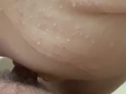 Shower fun, she loves a little lip tug! 16/16