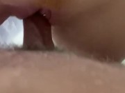 Shower fun, she loves a little lip tug! 8/16