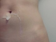 Quick Standing Fuck Against The Wall Results To A Premature Cumshot On Hotwife's Body 14/16