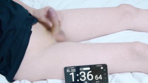 射精タイムアタック　1分15秒　快感よりもザーメン放出に全集中！！　Cum time trial finished in 1:15, Japanese Sissy Twink Jerking off