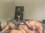 I surrender !!  Cougar babe in lingerie rides 27 year old cock 8/16