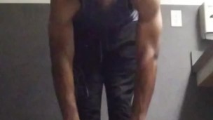 Getting in a good sweat working out trying to get back in shape .build up a 8pk soon