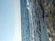 Risky public pussy flash. Beach with people