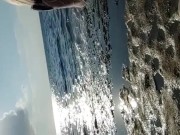 Risky public pussy flash. Beach with people 14/16