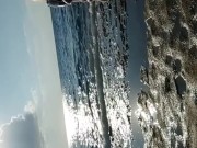 Risky public pussy flash. Beach with people 16/16