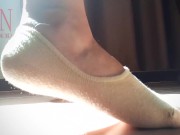 Fetish of feet, toes and socks. Cotton sneaker socks 10/16