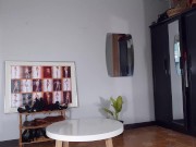 Regina Noir trying on high heels. Striptease in white lingerie and stockings 3 7/16