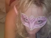 masked blonde slut sucking secretly a good cock