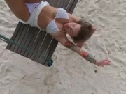 Hot Olesya Malibu swings on a swing in the Maldives