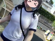【Ｉカップ変態巨乳女子大生とうふ】ノーブラランニング巨乳体操着とブルマでおもちゃ装着💖して原宿の人混みを疾走してみたら、人が多すぎてまさかの結末に… 15/16