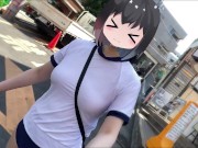 【Ｉカップ変態巨乳女子大生とうふ】ノーブラランニング巨乳体操着とブルマでおもちゃ装着💖して原宿の人混みを疾走してみたら、人が多すぎてまさかの結末に… 9/16