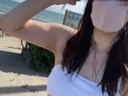 【Ｉカップ変態女子大生とうふ】羞恥露出巨乳が路上を下乳丸出しビキニで羞恥お散歩💕 10/16
