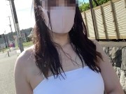 【Ｉカップ変態女子大生とうふ】羞恥露出巨乳が路上を下乳丸出しビキニで羞恥お散歩💕 13/16
