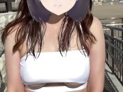 【Ｉカップ変態女子大生とうふ】羞恥露出巨乳が路上を下乳丸出しビキニで羞恥お散歩💕 3/16