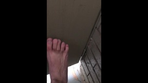 Public park restroom - Still searching for someone to fuck and suck these manly feet! So horny