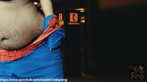 Halloween | 'Spermyman' (Spiderman) Caught Puffin' Mary Jane, Sprays Cum While Jerking BBC in Subway