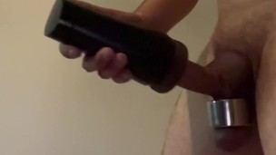 Extremely ROUGH FLESHLIGHT JERK OFF + GOOD amount of CUM dripping down in SLOW MOTION