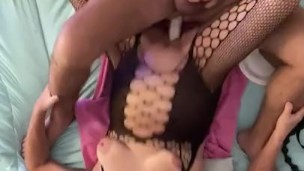 FEMDOM and SUB sharing a double dildo till we both cum