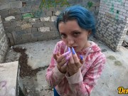 cute schoolgirl after school has sex in an abandoned building and gets a cum on face 16/16