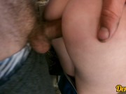 cute schoolgirl after school has sex in an abandoned building and gets a cum on face 7/16