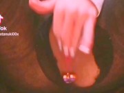 Risky school girl masturbs in public class bathroom fingering pussy anal slut butt plug for tiktok