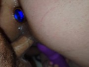 Sexy pregnant BBW wife creampied by hubby's friend with butt plug in 7/16