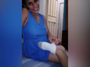 PREGNANT SLUTY after the park, I masturbate with her FEET, and with herself 1/16