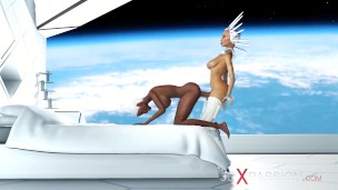 Super sexy android dickgirl fucks a hot ebony on a spaceship